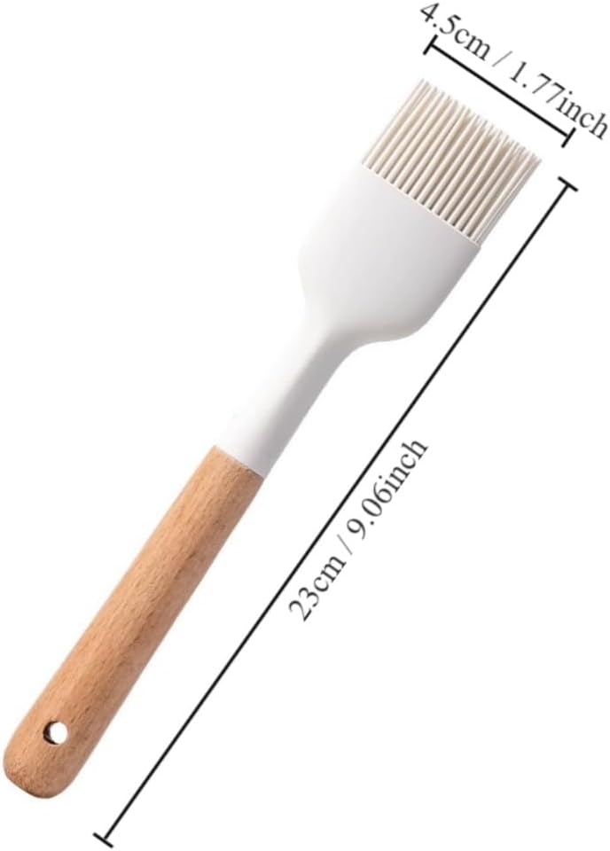 2Pcs Silicone Oil Brush with Wooden Handle – Heat Resistant Food Grade Basting Brush for Cooking, Baking & BBQ