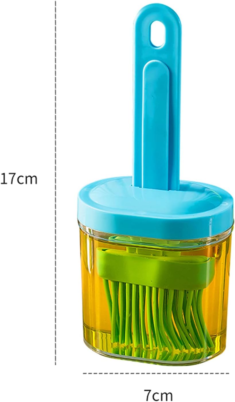Silicone Oil Brush Bottle – Food Grade High-Heat Resistant Dispenser with Basting Brush for BBQ, Baking & Cooking 17cm×7cm