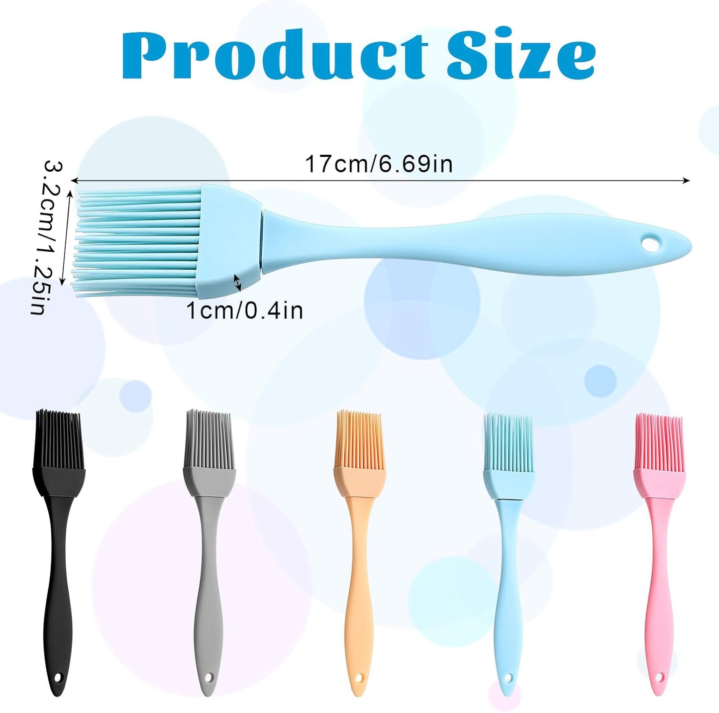 Silicone Basting Brush Set of 5 – Heat Resistant Food Grade Silicone Pastry & BBQ Brushes, Multicolor