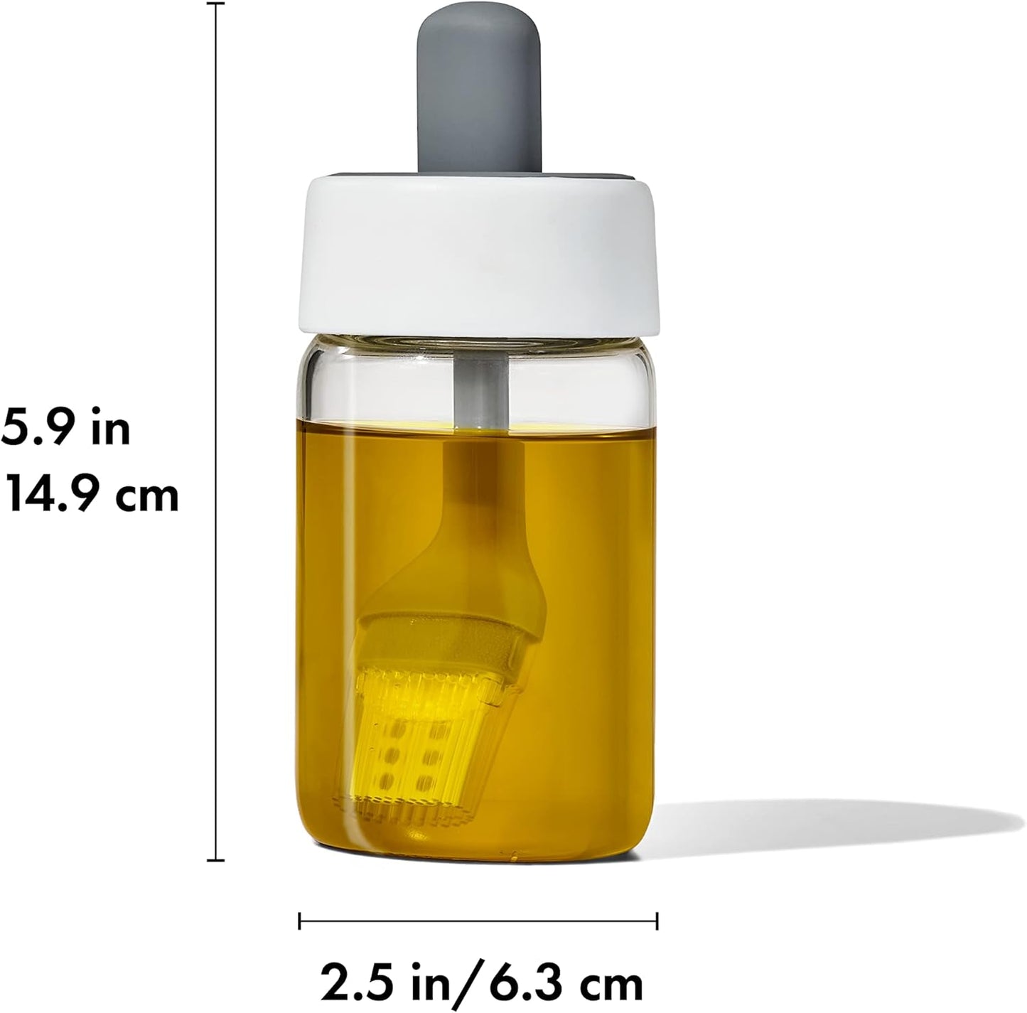Glass Oil Dispenser with Silicone Brush – Heat-Resistant Cooking Bottle for Oil, Sauce & Marinade 250ml (14.9cm × 6.3cm)
