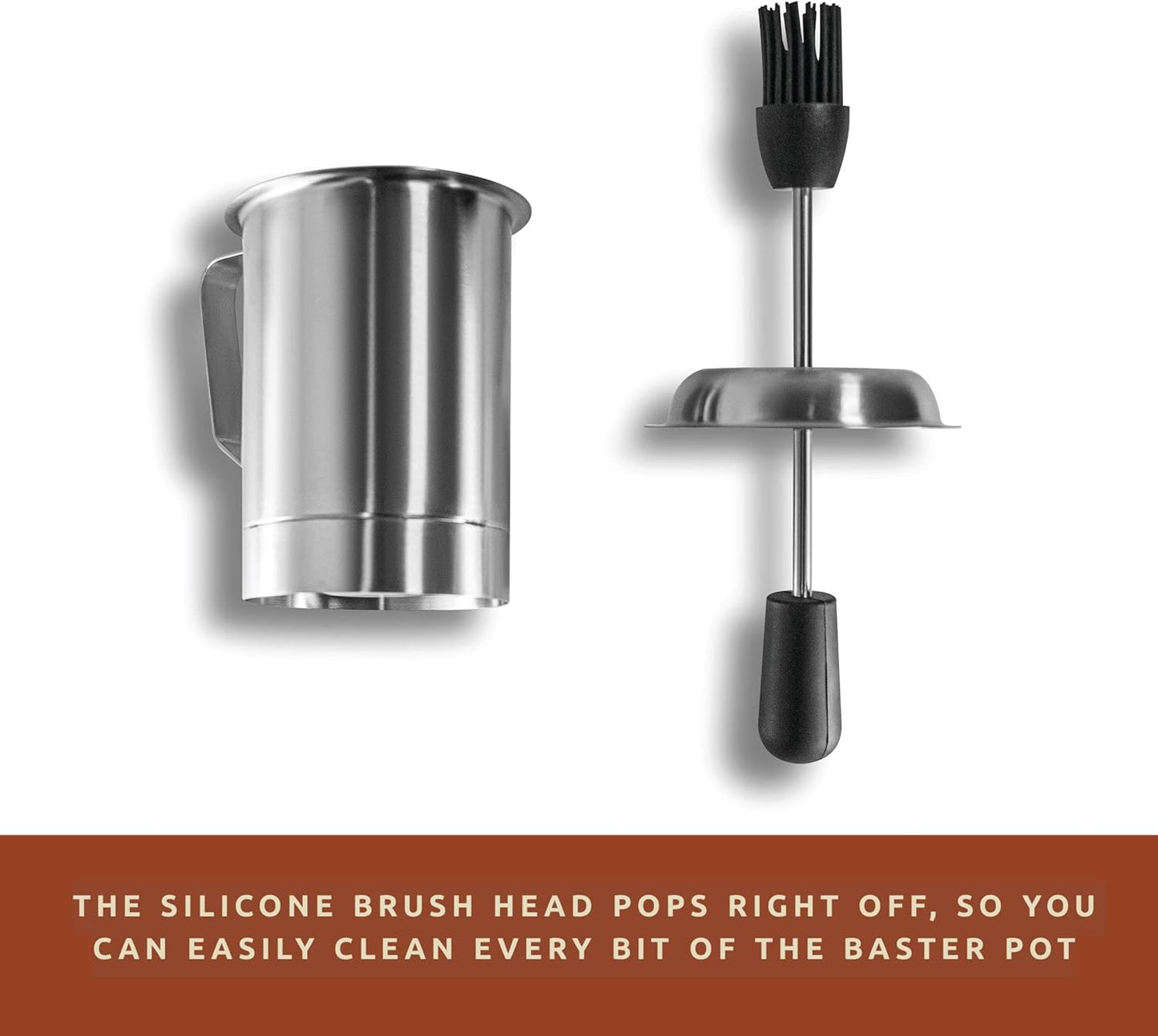 Stainless Steel Oil Pot with Long Handle Silicone Basting Brush – Oil Dispenser and Sauce Brush Set for Cooking & BBQ