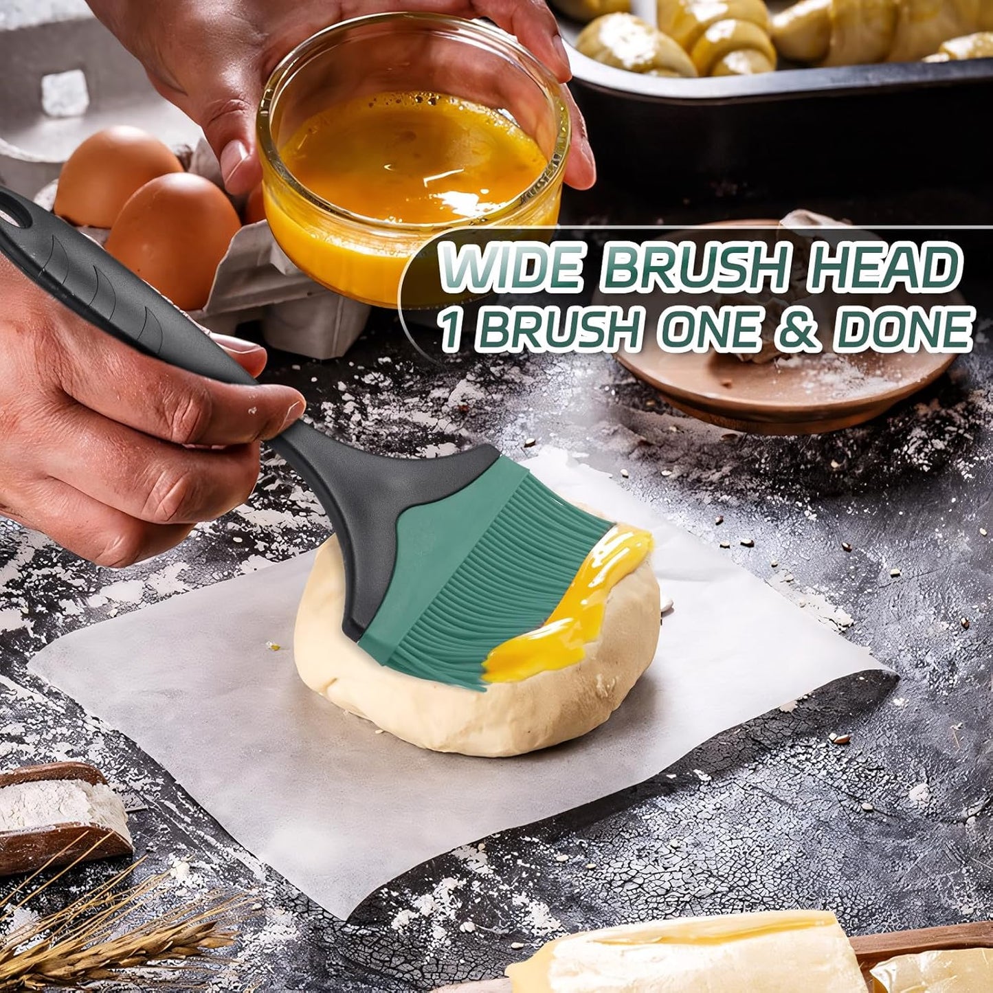 Large Silicone Oil Brush – Food Grade High-Heat Resistant Baking & BBQ Pastry Brush with Non-Slip Handle 25cm/9.85in