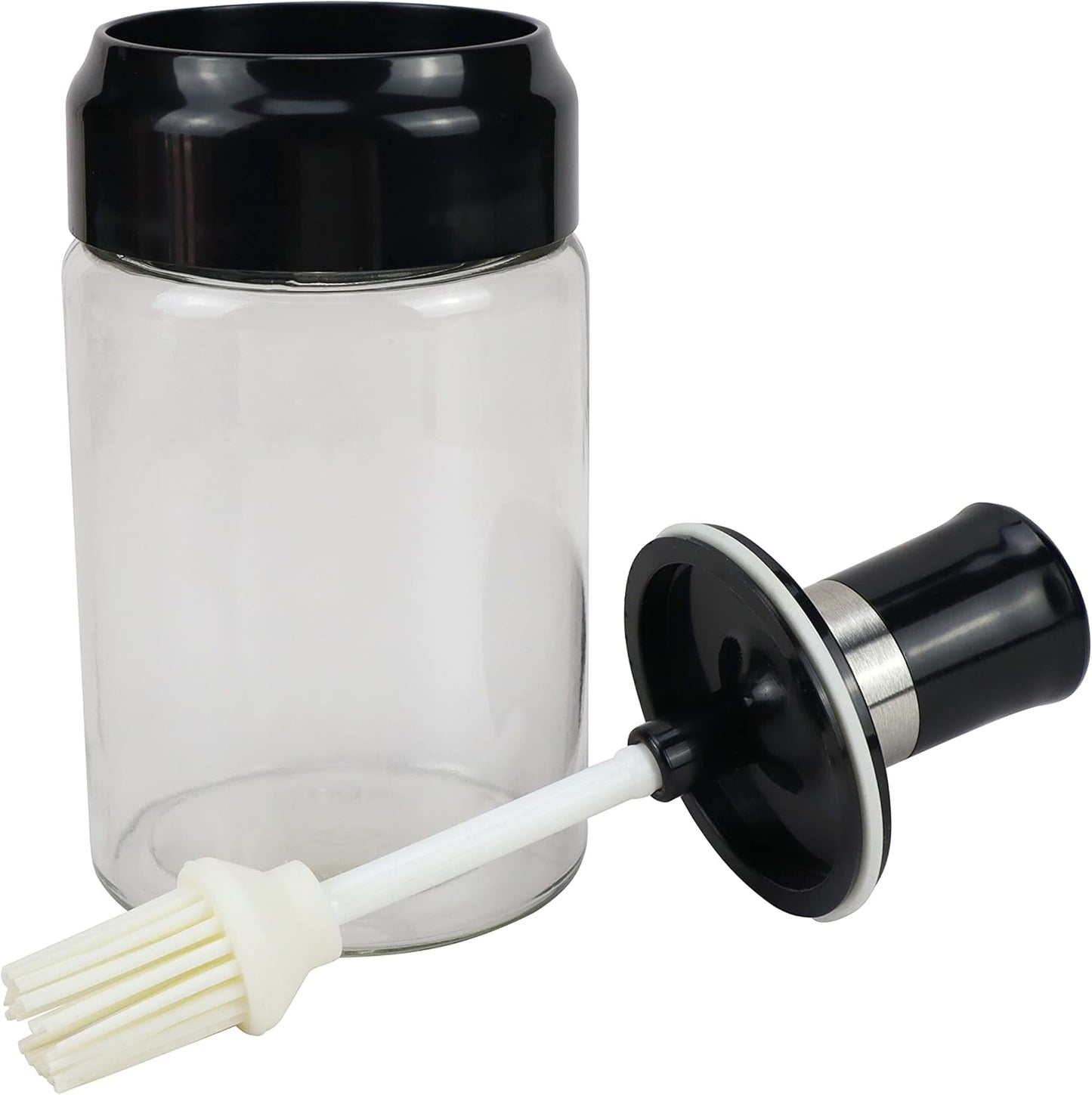 250ml Glass Oil Bottle with Built-in Silicone Brush – Kitchen Cooking, Baking & BBQ Dispenser