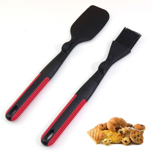 2 Pack Silicone Oil Brush & Spatula Set – Food Grade Heat Resistant Kitchen Utensils