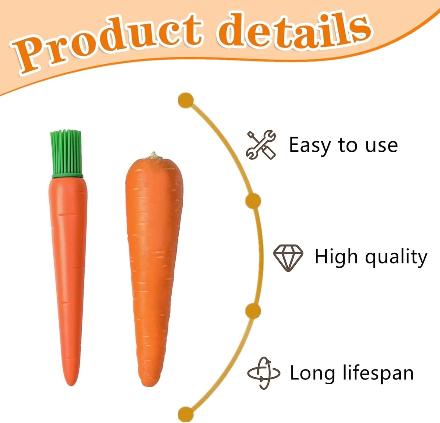 2PCS Carrot Shaped Silicone Oil Brush – Food Grade Heat Resistant Basting Brush for Baking, BBQ & Cooking