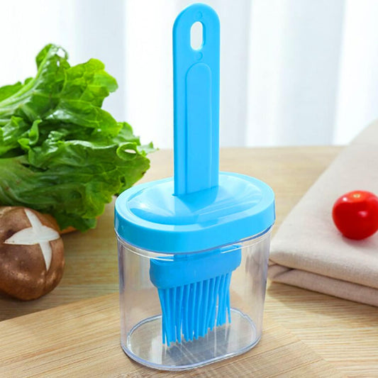 Silicone Oil Brush Bottle – Food Grade High-Heat Resistant Dispenser with Basting Brush for BBQ, Baking & Cooking 17cm×7cm