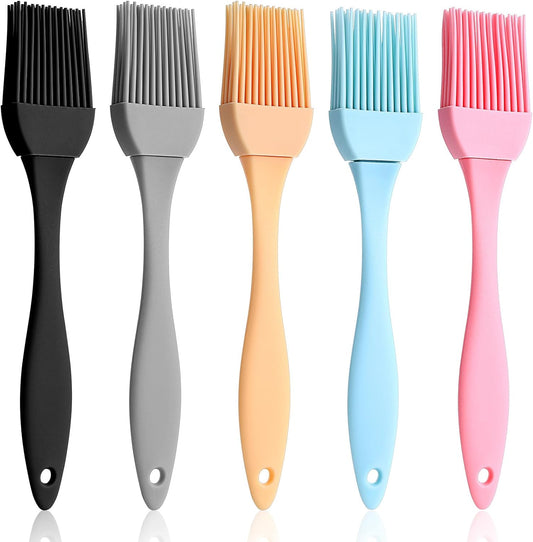 Silicone Basting Brush Set of 5 – Heat Resistant Food Grade Silicone Pastry & BBQ Brushes, Multicolor