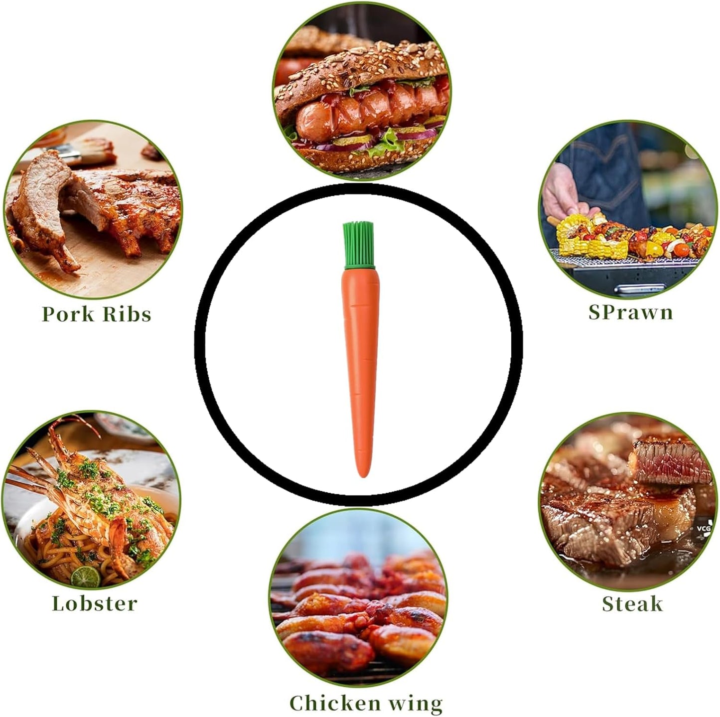 2PCS Carrot Shaped Silicone Oil Brush – Food Grade Heat Resistant Basting Brush for Baking, BBQ & Cooking