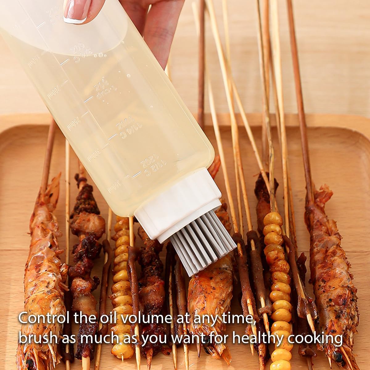 350ml Oil Dispenser with Silicone Brush Squeeze Bottle – 2 Pack Food-Grade Basting Container for Cooking, BBQ & Baking
