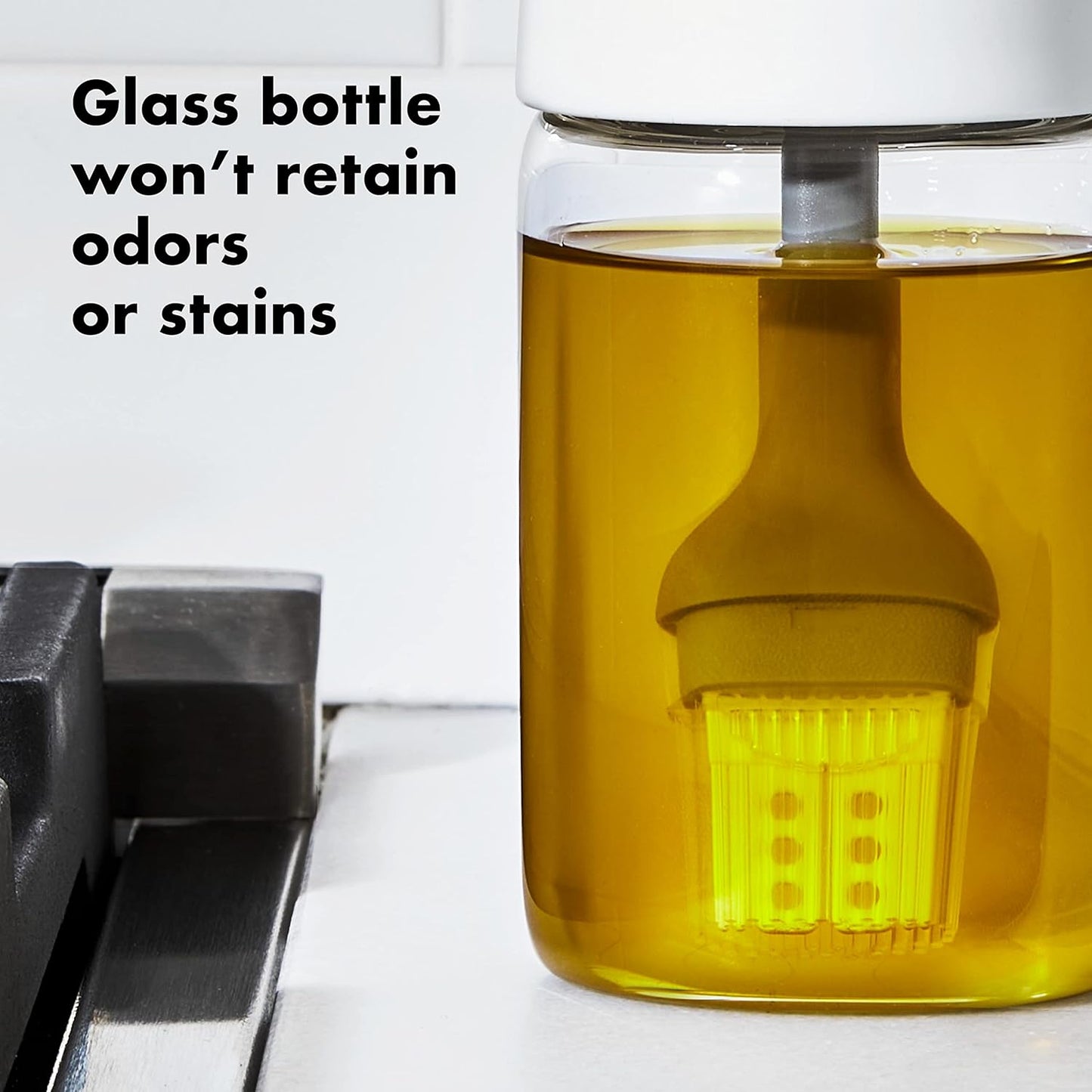 Glass Oil Dispenser with Silicone Brush – Heat-Resistant Cooking Bottle for Oil, Sauce & Marinade 250ml (14.9cm × 6.3cm)