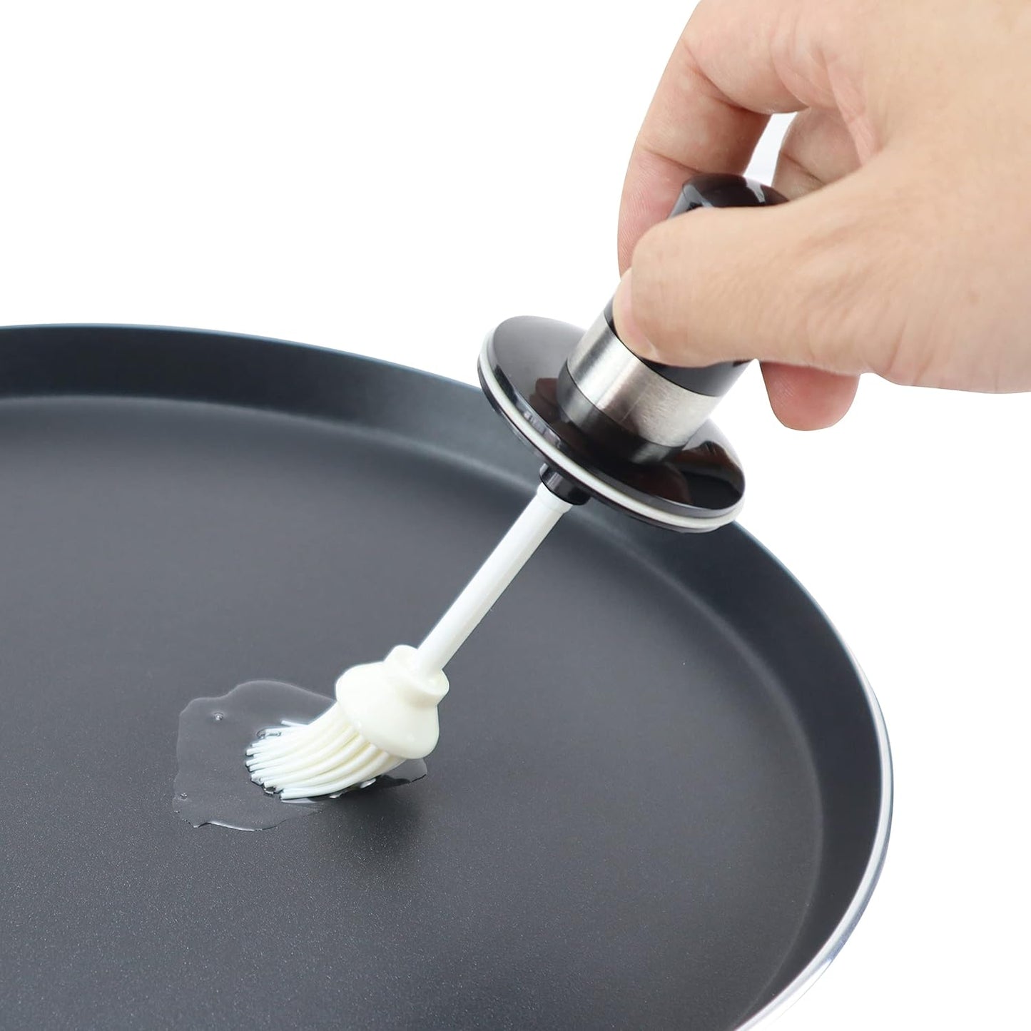 250ml Glass Oil Bottle with Built-in Silicone Brush – Kitchen Cooking, Baking & BBQ Dispenser