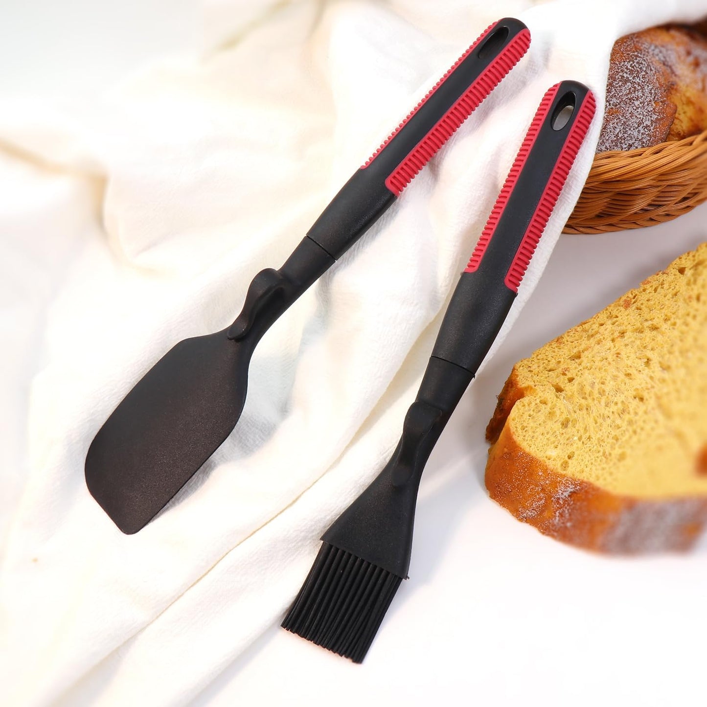 2 Pack Silicone Oil Brush & Spatula Set – Food Grade Heat Resistant Kitchen Utensils