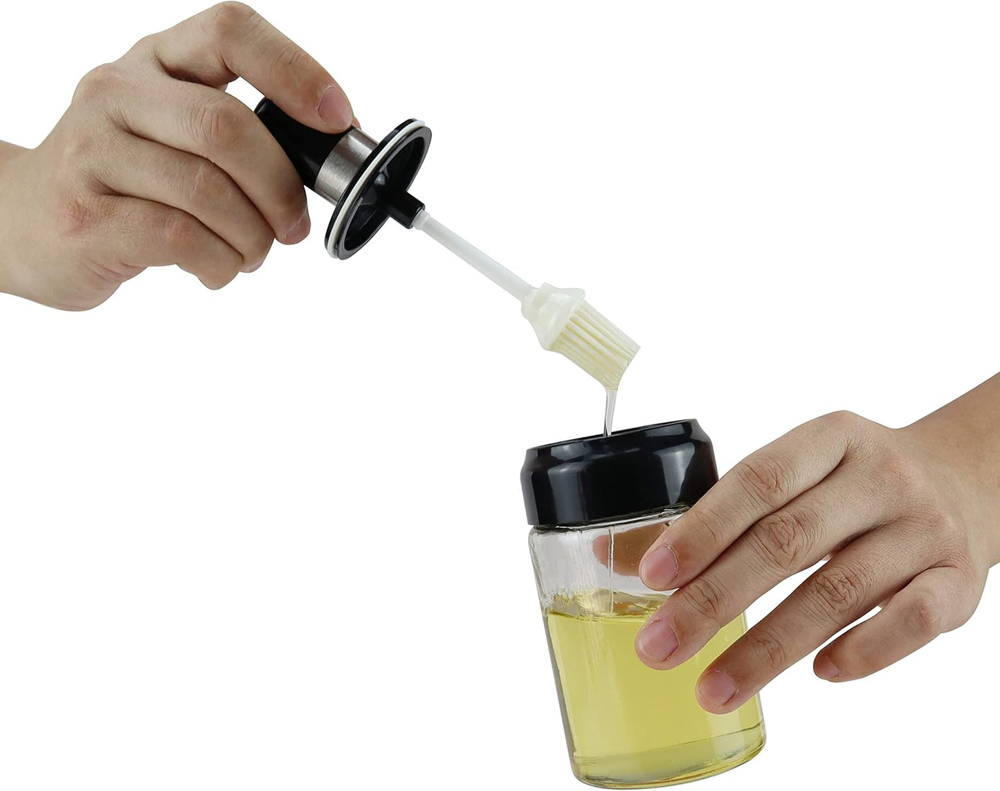 250ml Glass Oil Bottle with Built-in Silicone Brush – Kitchen Cooking, Baking & BBQ Dispenser